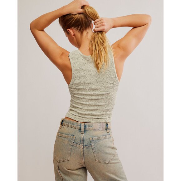 FREE PEOPLE Love Letter Sweetheart Cami / Pale Aqua - Picture 4 of 6